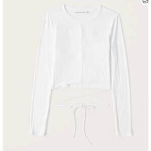 Abercrombie & Fitch Cropped Top Women's M White Viscose Ribbed Knit Stretch NWT